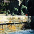 Bronze dolphin family water fountain for lake decor